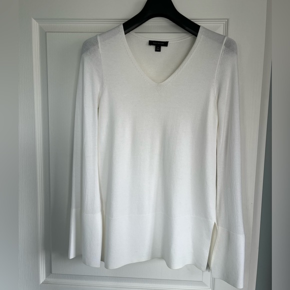 Ann Taylor White Fine Knit Sweater with Bell Sleeves - Picture 1 of 10